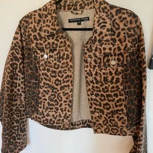 Veronica Beard leopard denim crop style jacket